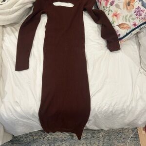 ASOS Long Sleeve Brown Dress